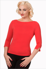 Boat Neck Top Red