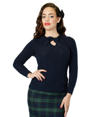 Beau Cable Knit Jumper Navy
