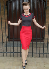 Pencil Skirt Button Red