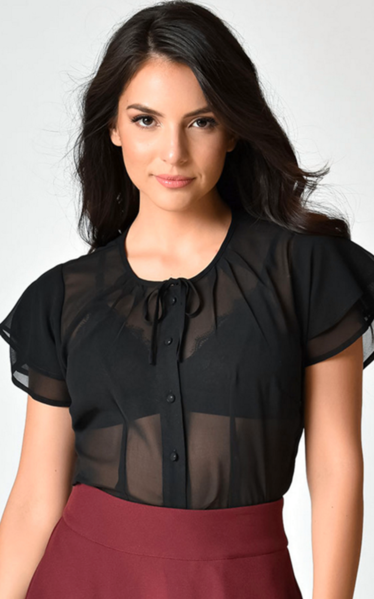 UV Chiffon Blouse Blck