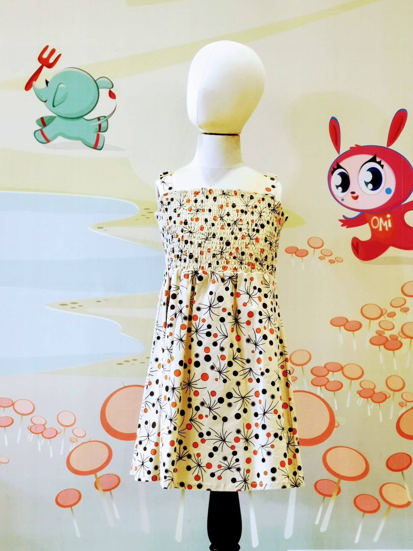 Orange/Brown Dot Dress Kids
