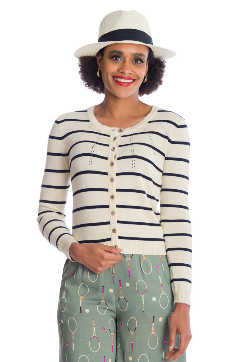 Beige Striped Cardigan